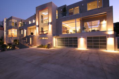 Modern Home Exterior with white framed windows and doors