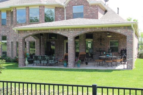 Traditional Patio with stone slab patio flooring