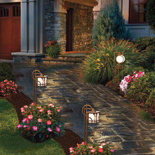 Transitional Landscape with kichler bronze larkin estate low voltage light