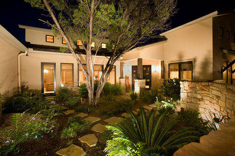 Modern Landscape with corrugated metal roof