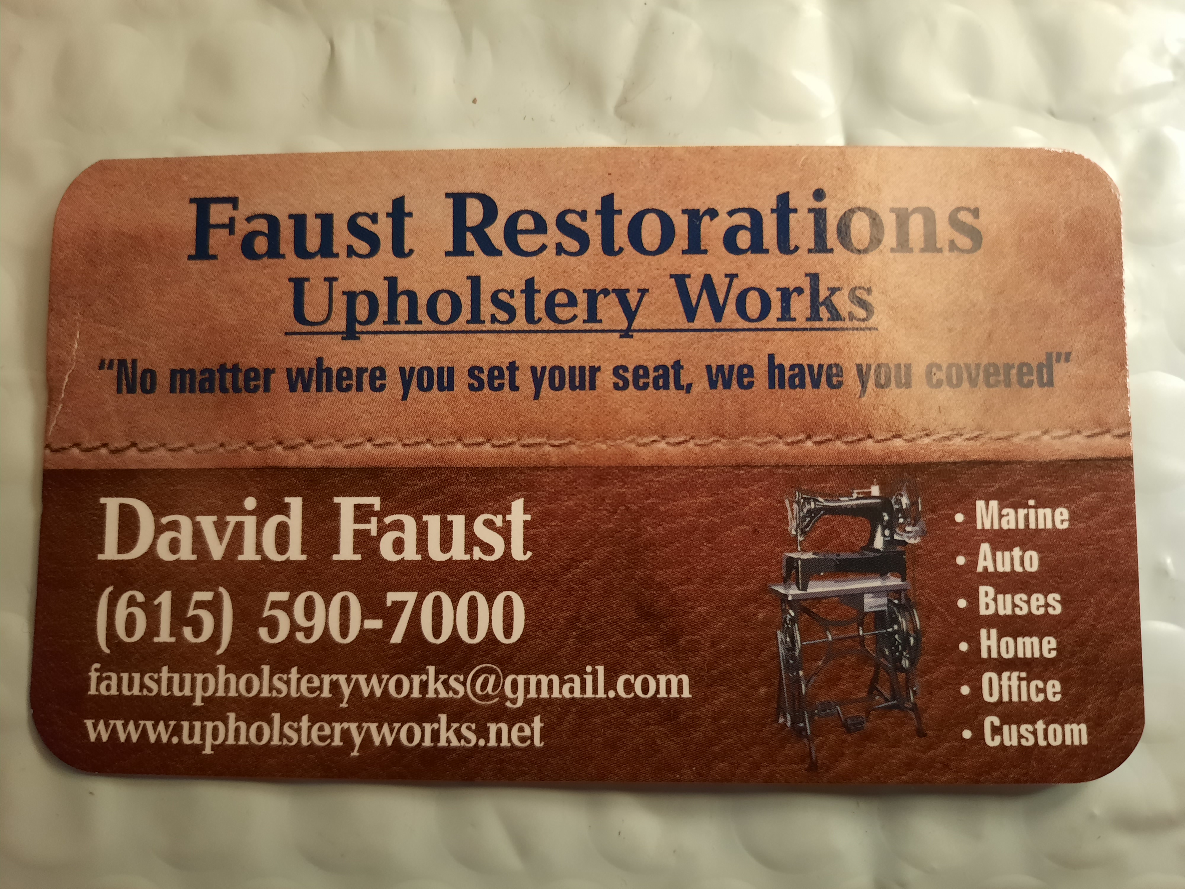 Faust Restorations Upholstery Works Logo