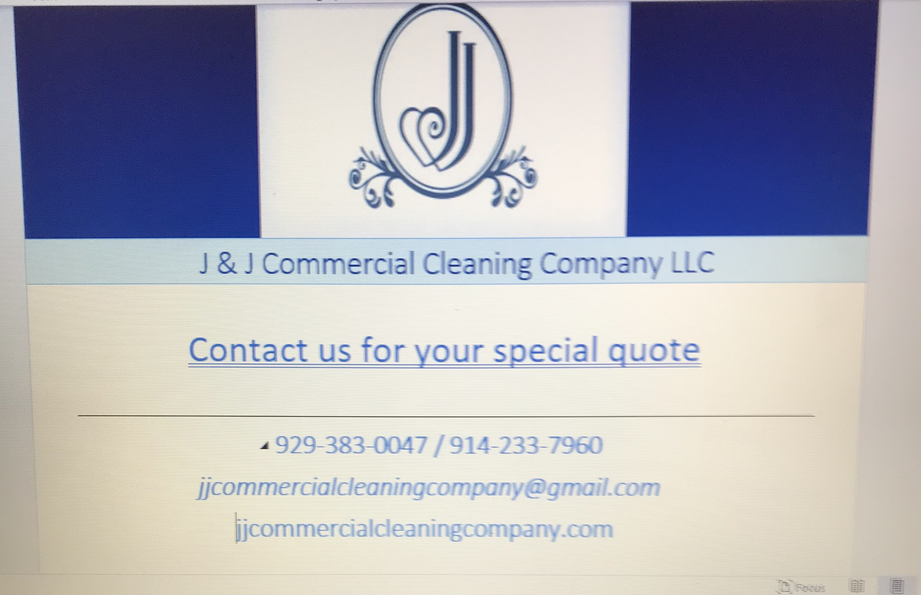 J & J Commercial Cleaning Company Logo