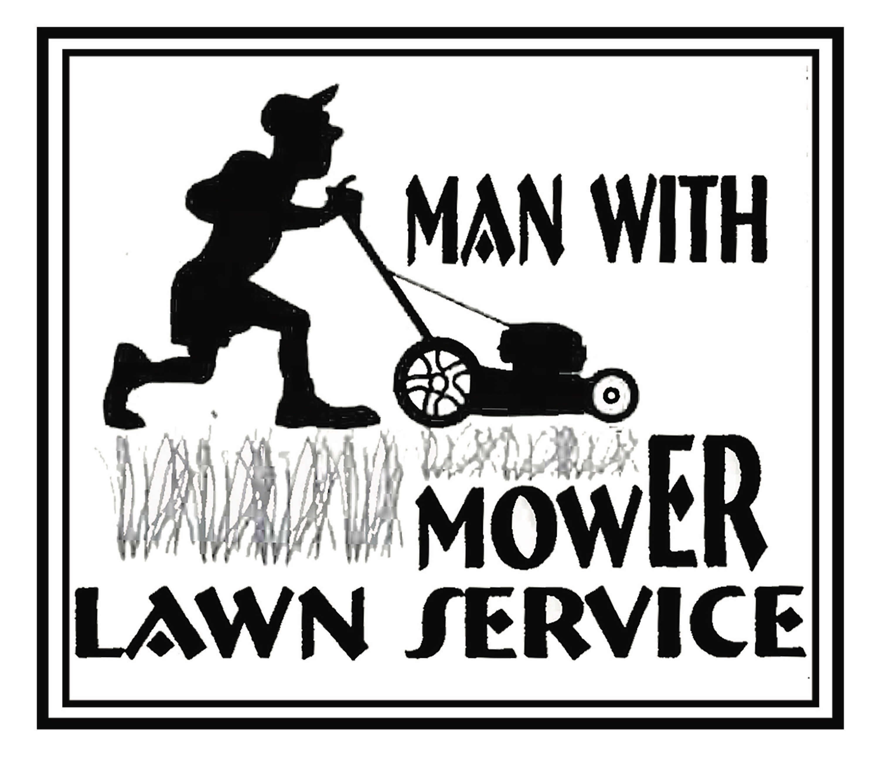 Man with Mower Lawn Services Logo