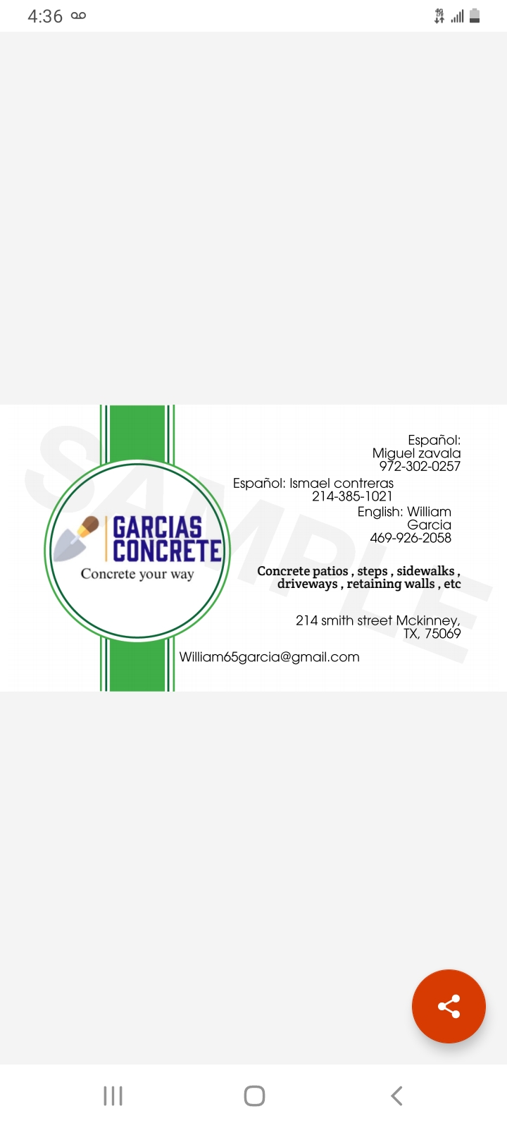 Garcia's Concrete Logo