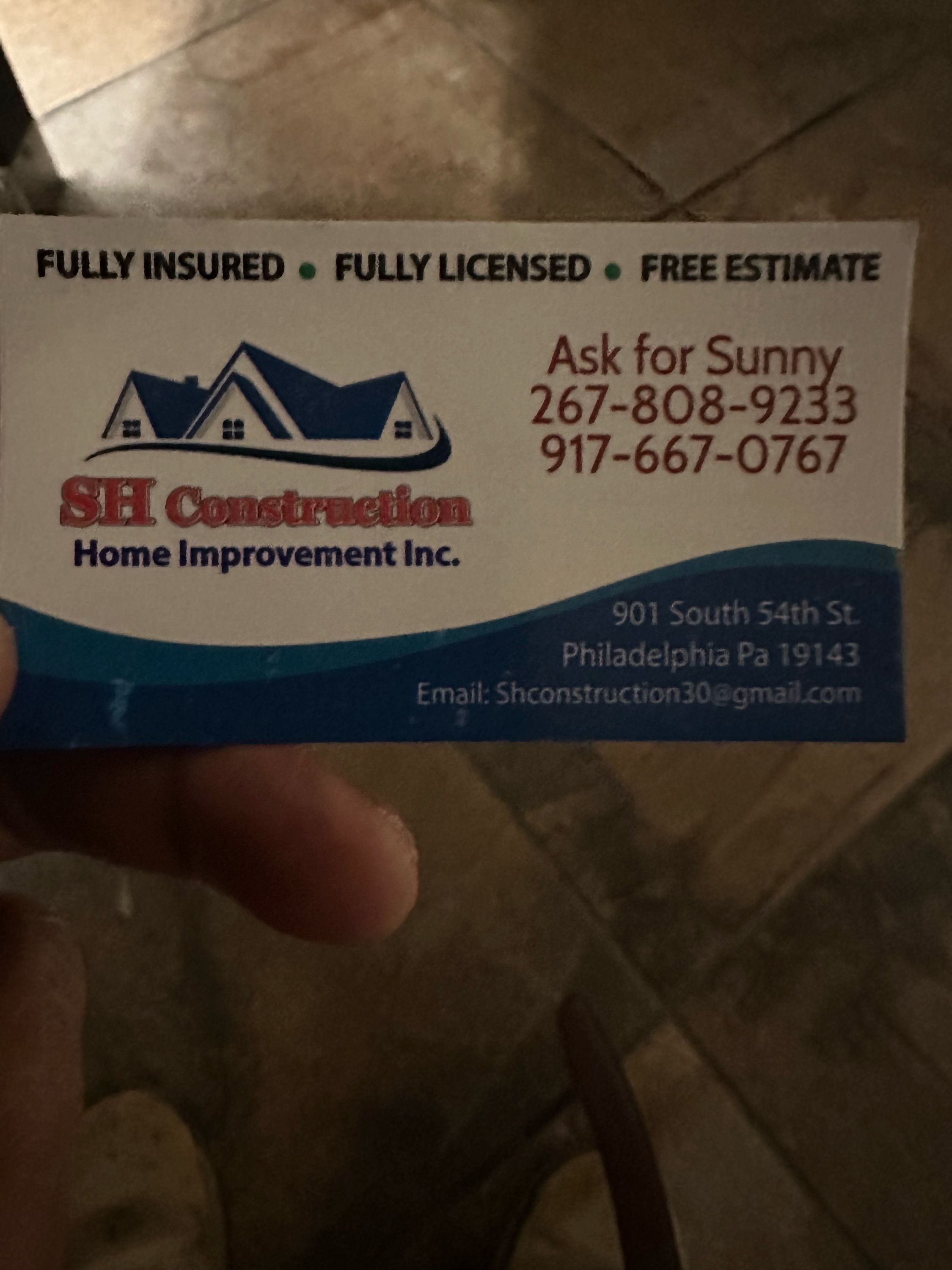 S H Construction And Home Improvement Logo