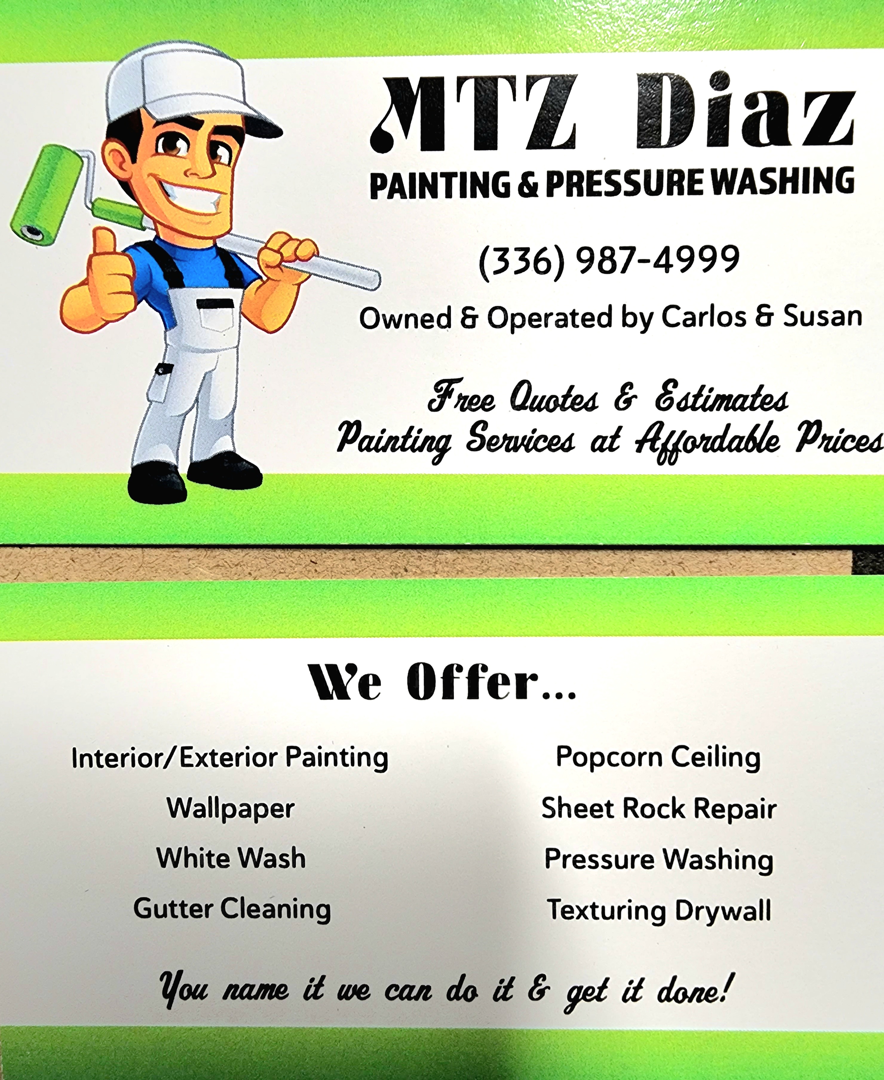 MTZ Diaz Painting and Pressure Washing Logo