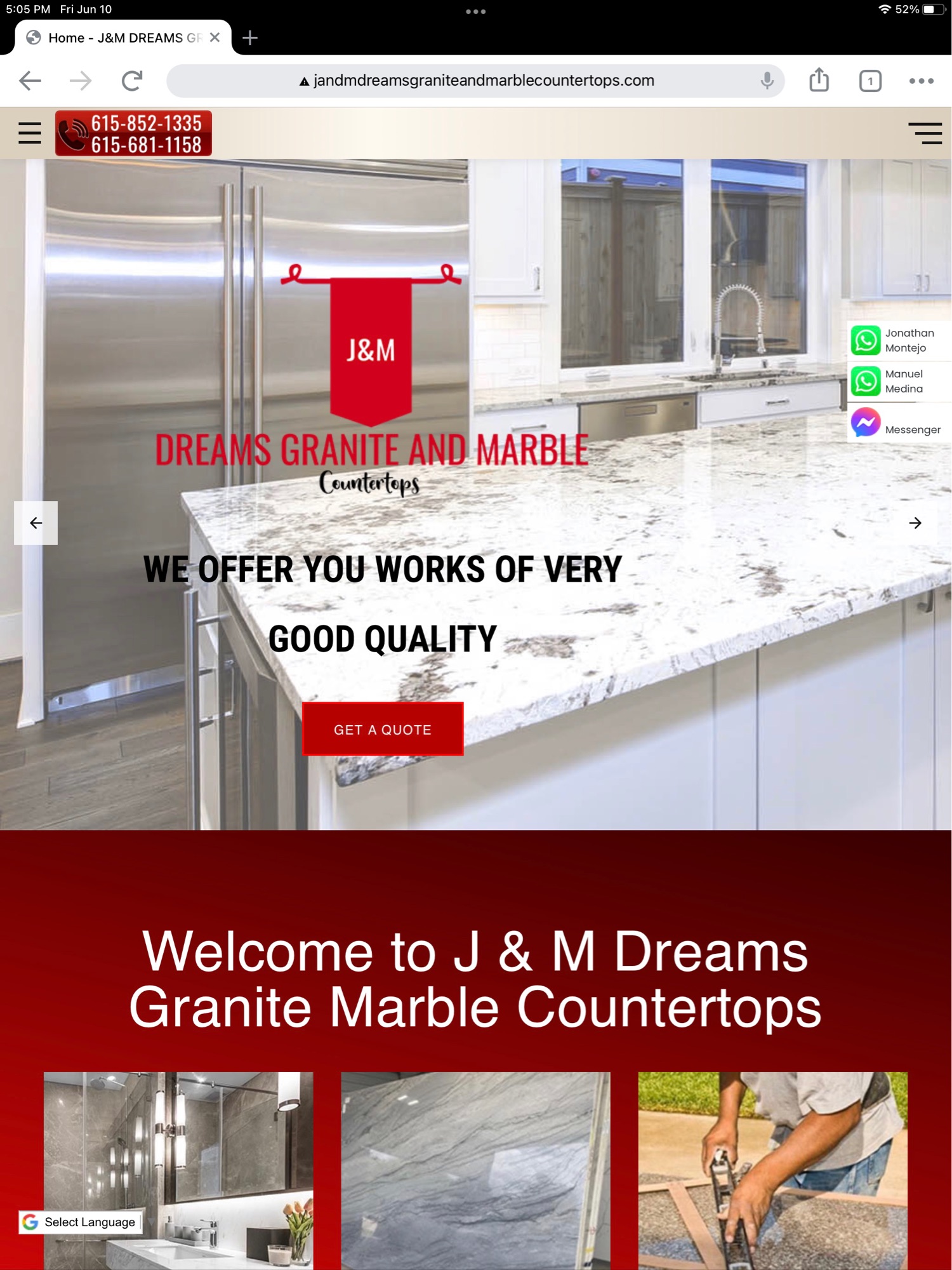 J&M Dreams Granite and Marble Countertops Logo