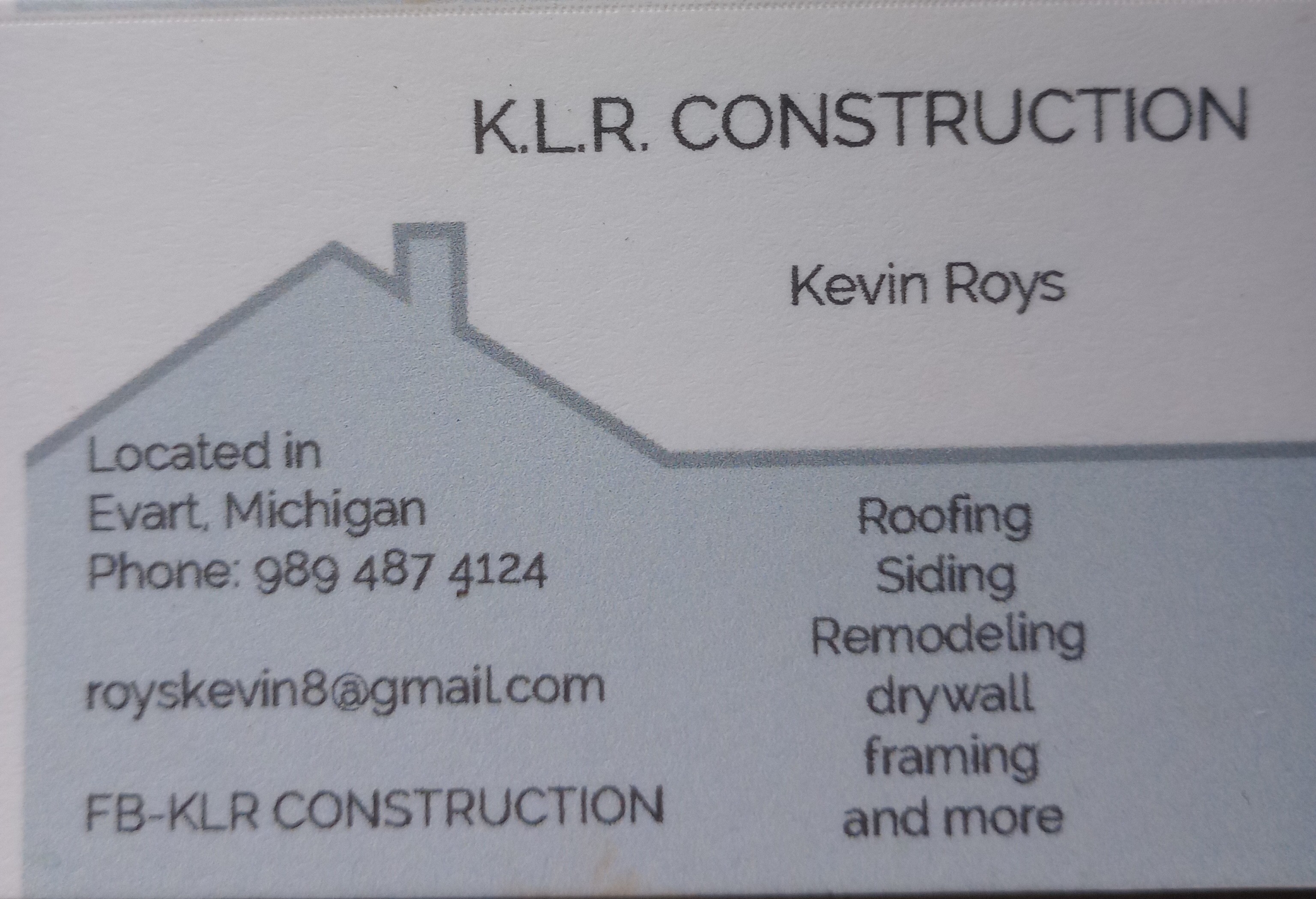 K.L.R Construction Logo