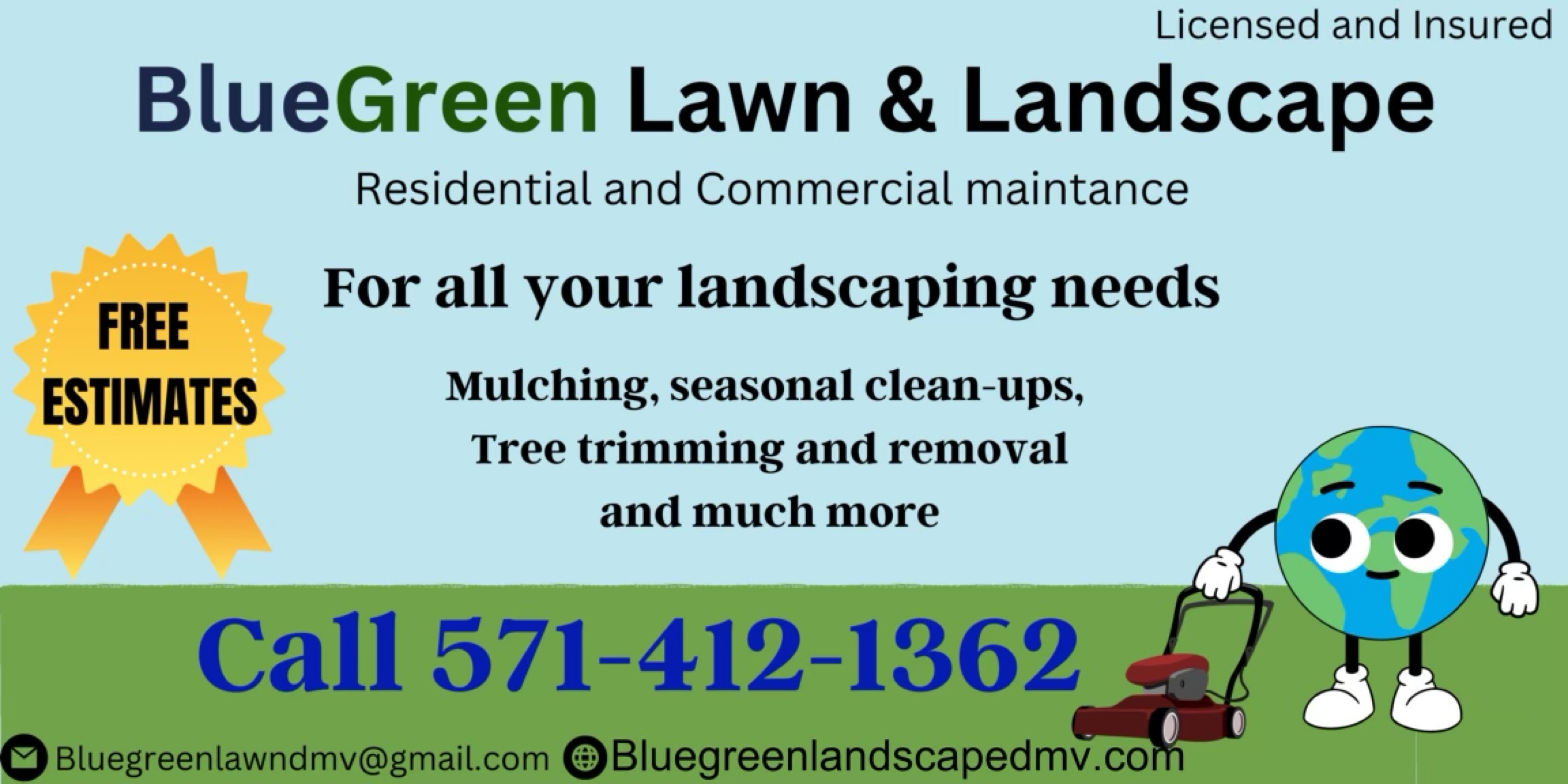Blue Green Lawn & Landscape & Pools Logo