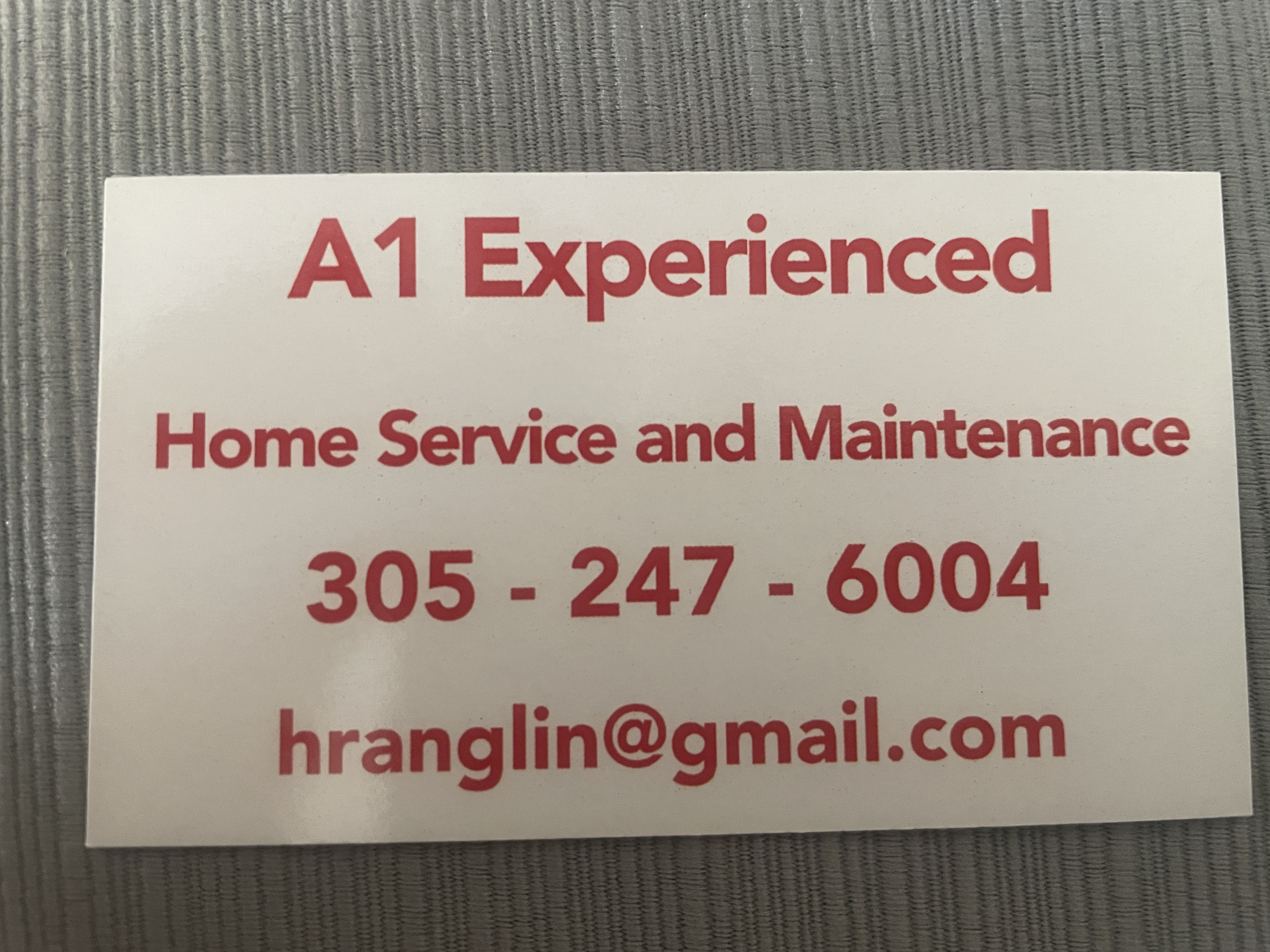 A1 Experience Home Service and Maintenance Logo