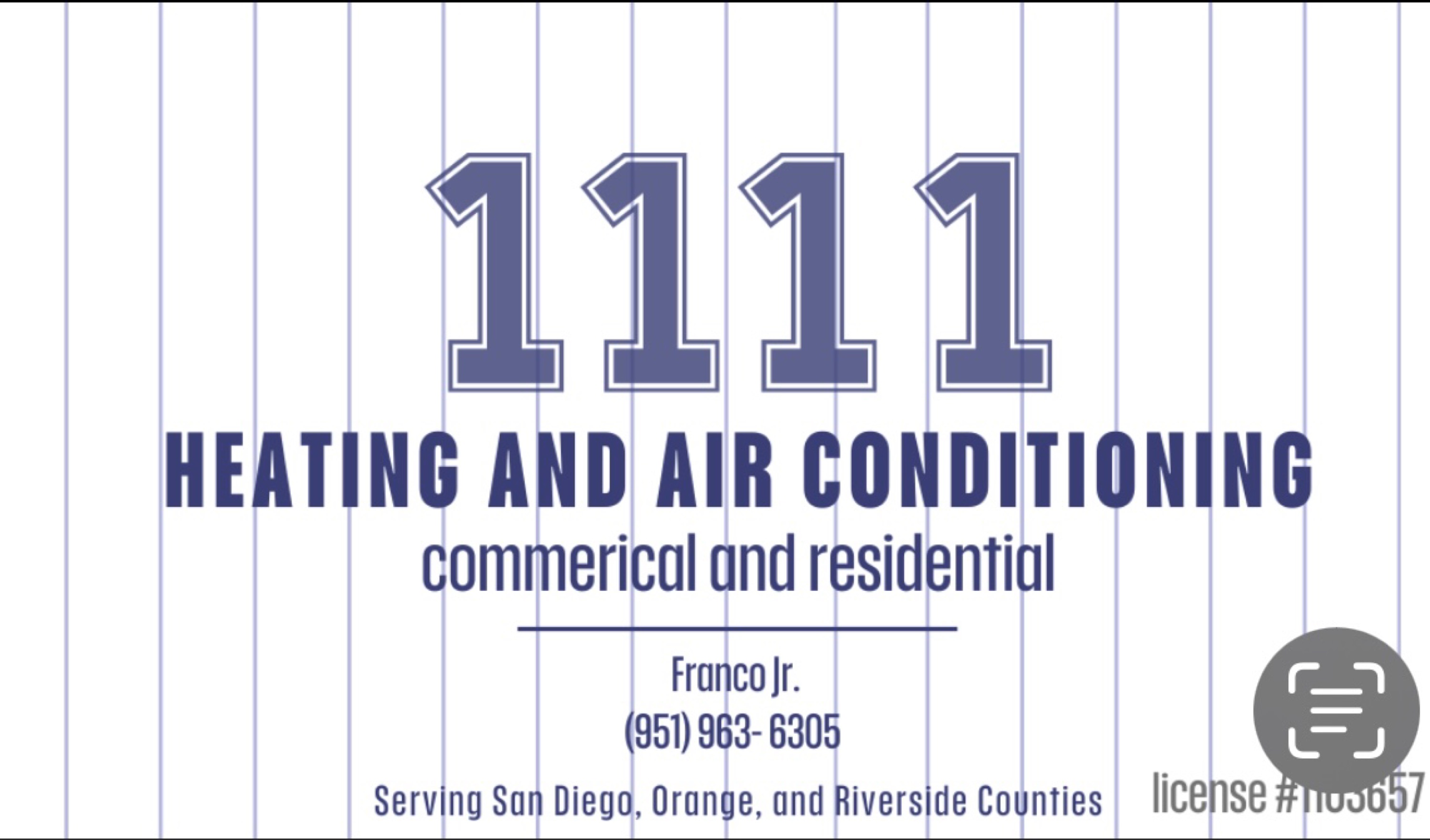 1111 HEATING AND AIR CONDITIONING Logo