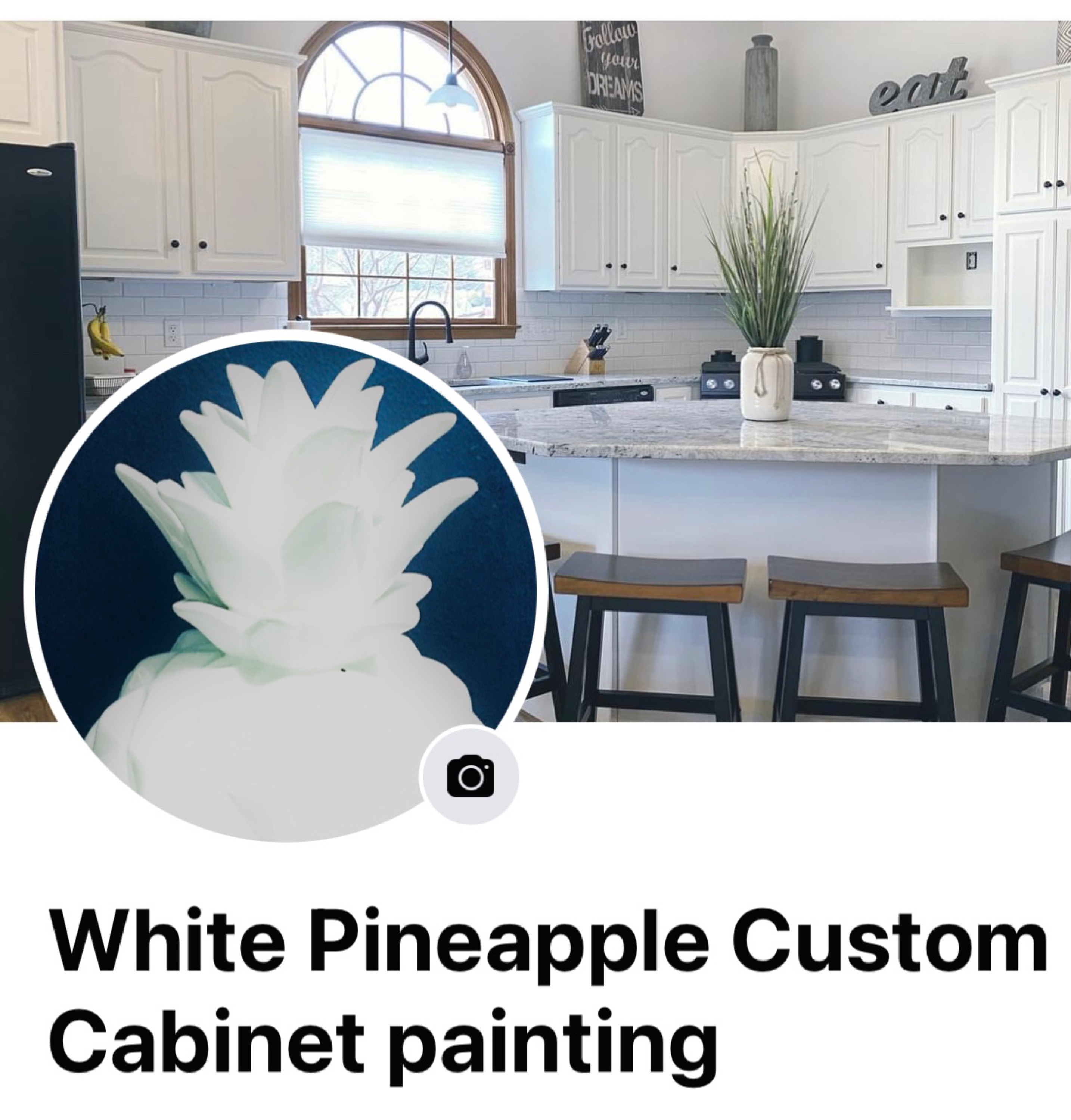 White Pineapple Custom Cabinet Painting Logo