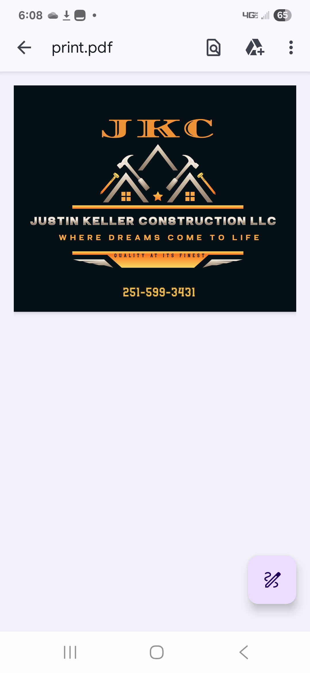 Justin Keller Construction Logo