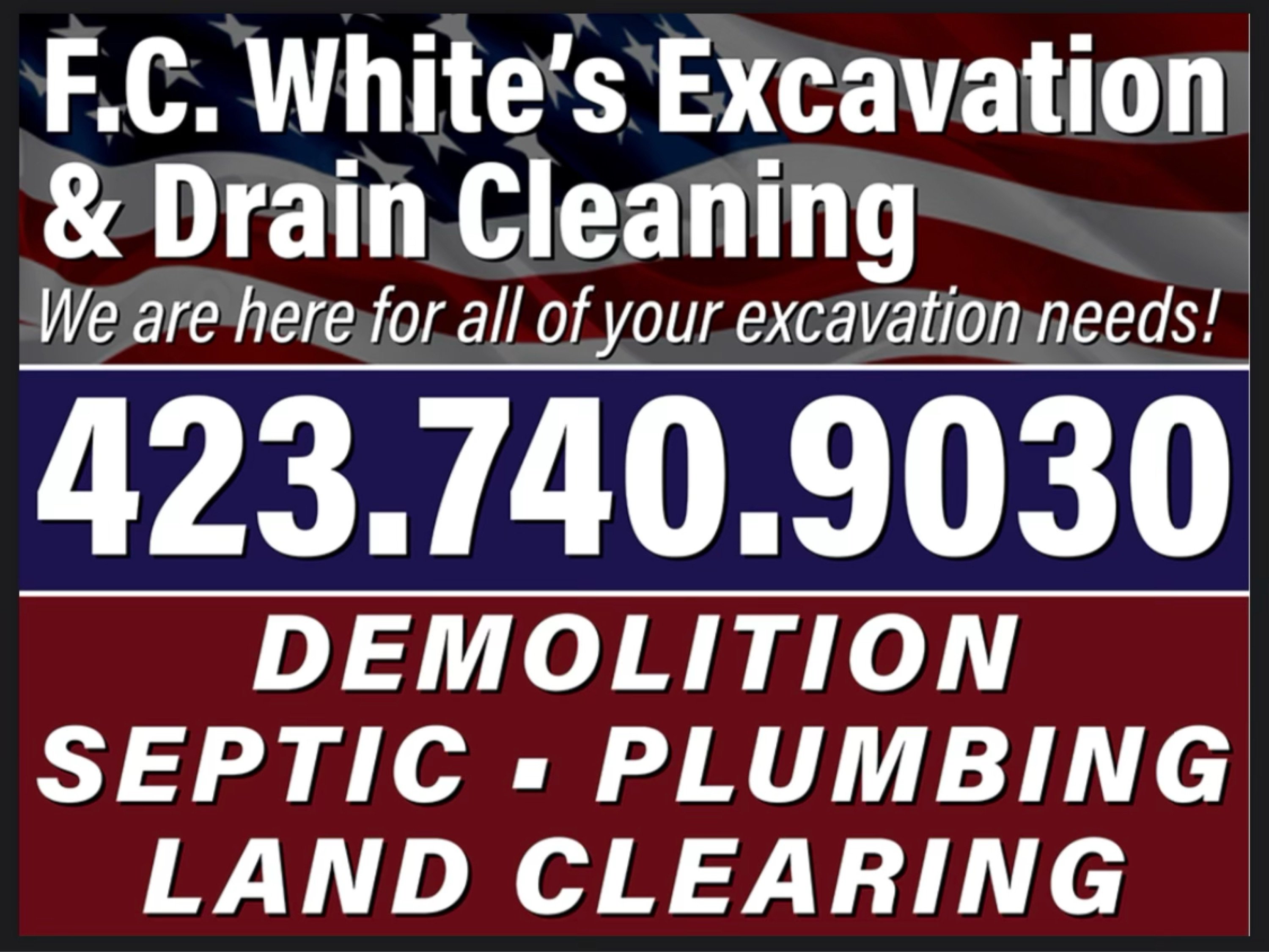 FC White's Excavation & Drain Cleaning Logo