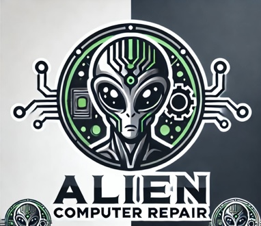 Alien Computer Repair Logo