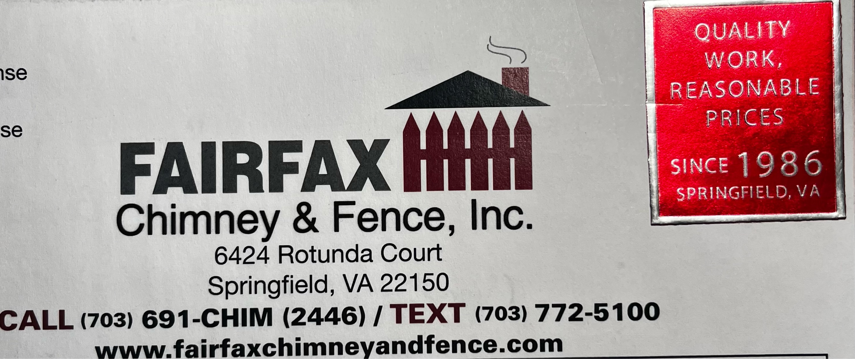 Fairfax Chimney & Fence Logo