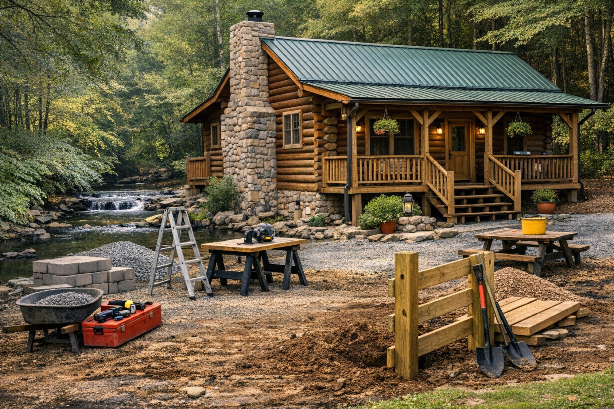 Creek Cabin Home and Land Logo