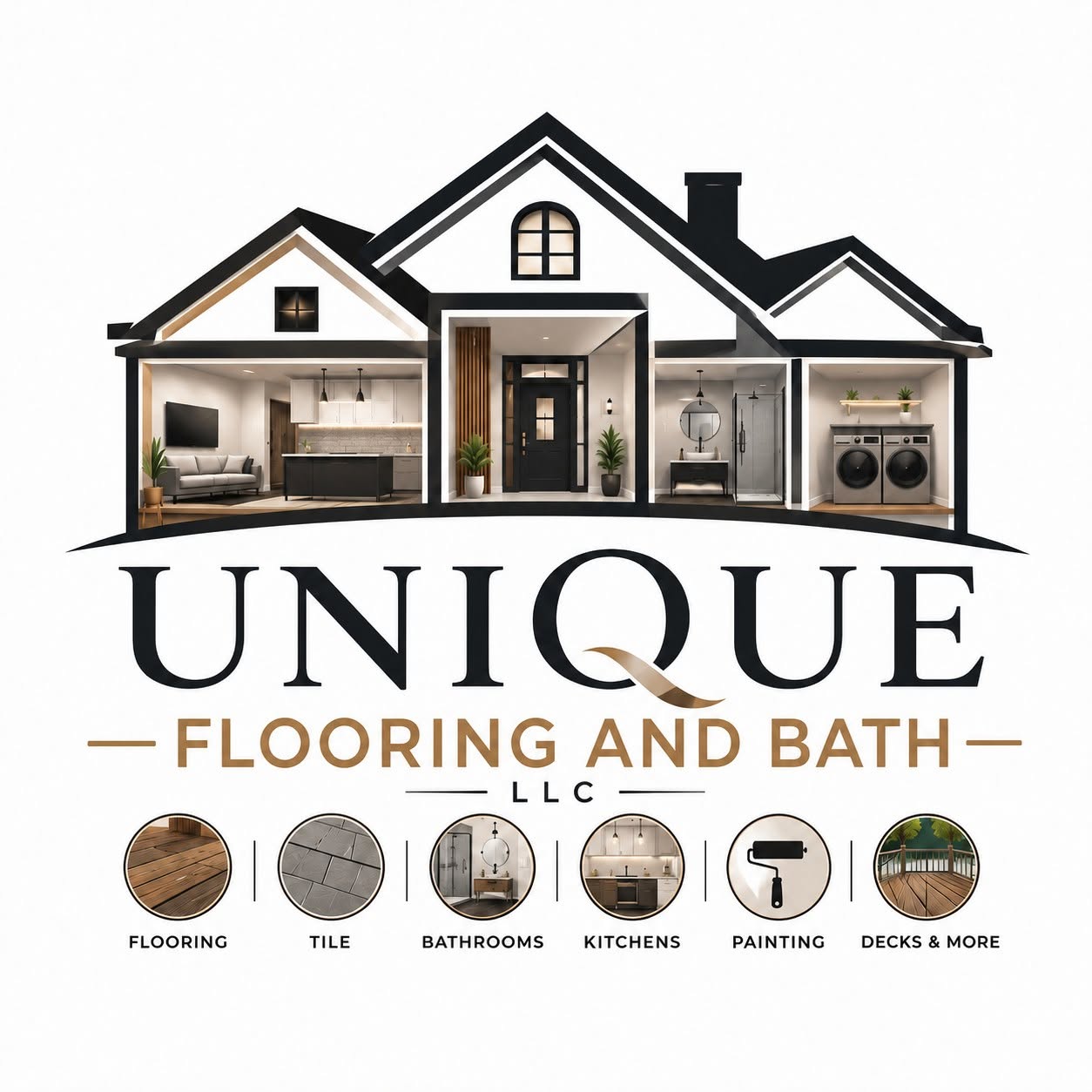 Unique Flooring and Bath, LLC. Logo