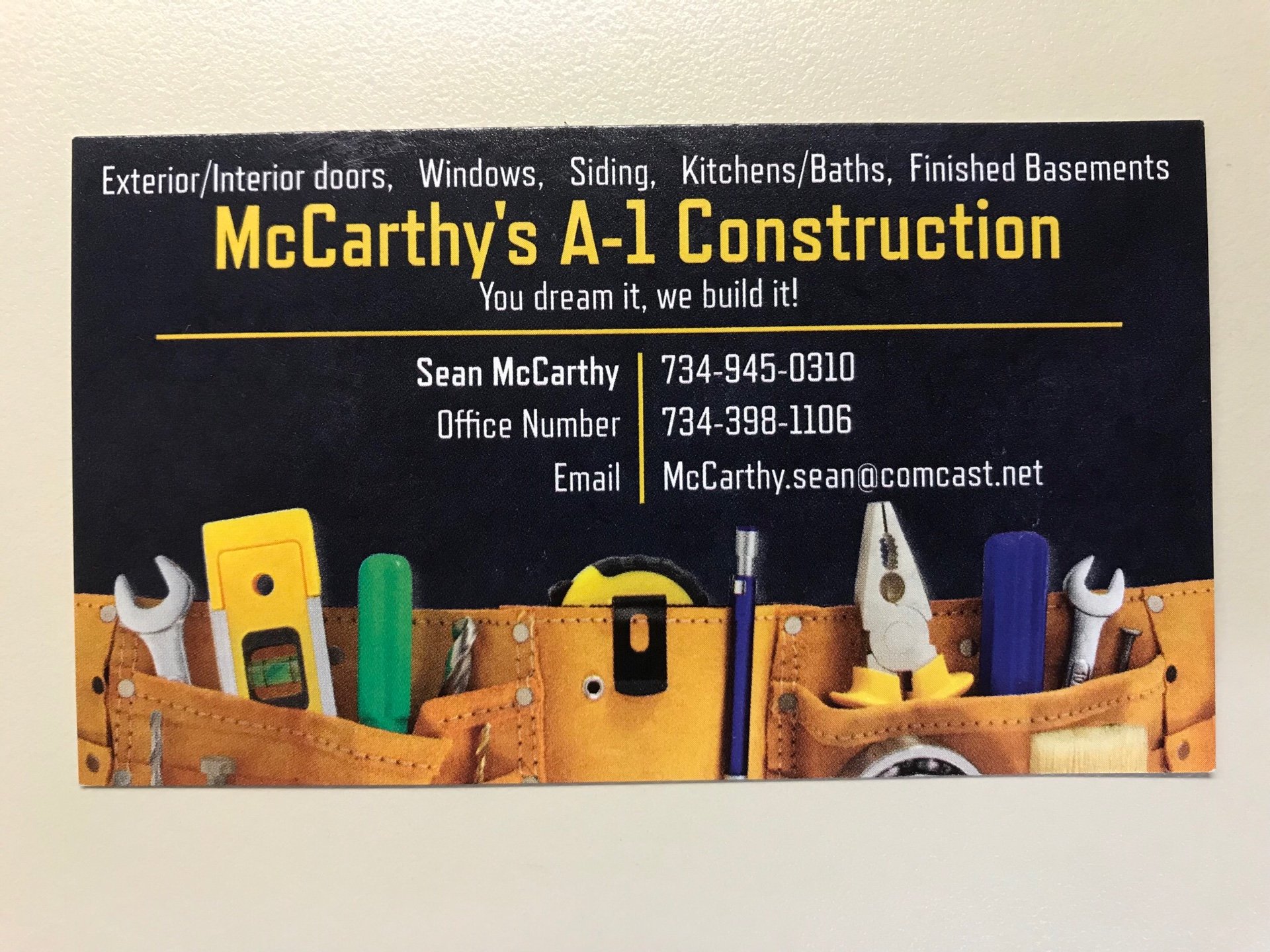 McCarthy's  A-1 Construction, Inc. Logo