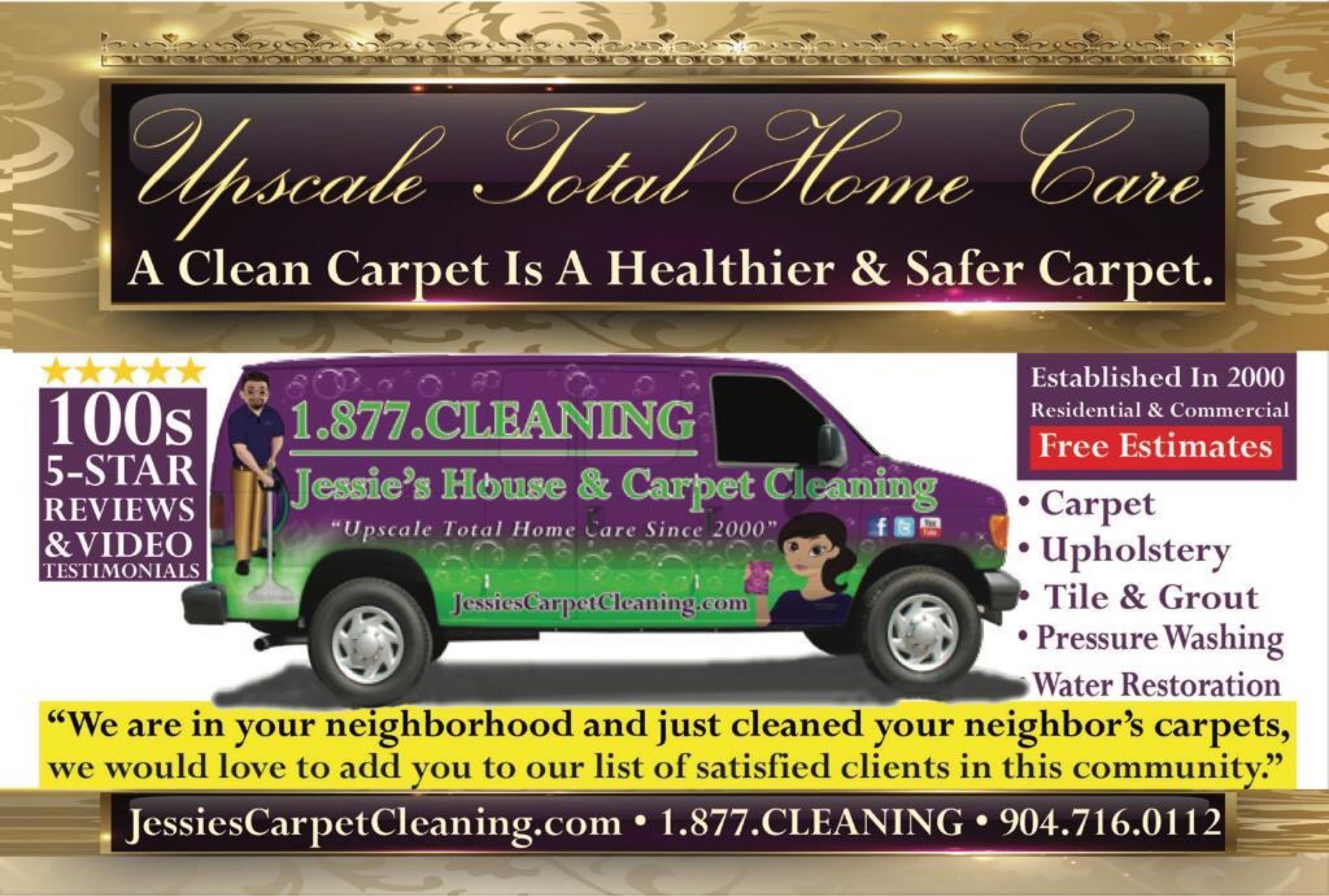 Jessie's House & Carpet Cleaning 1.877.CLEANING Logo