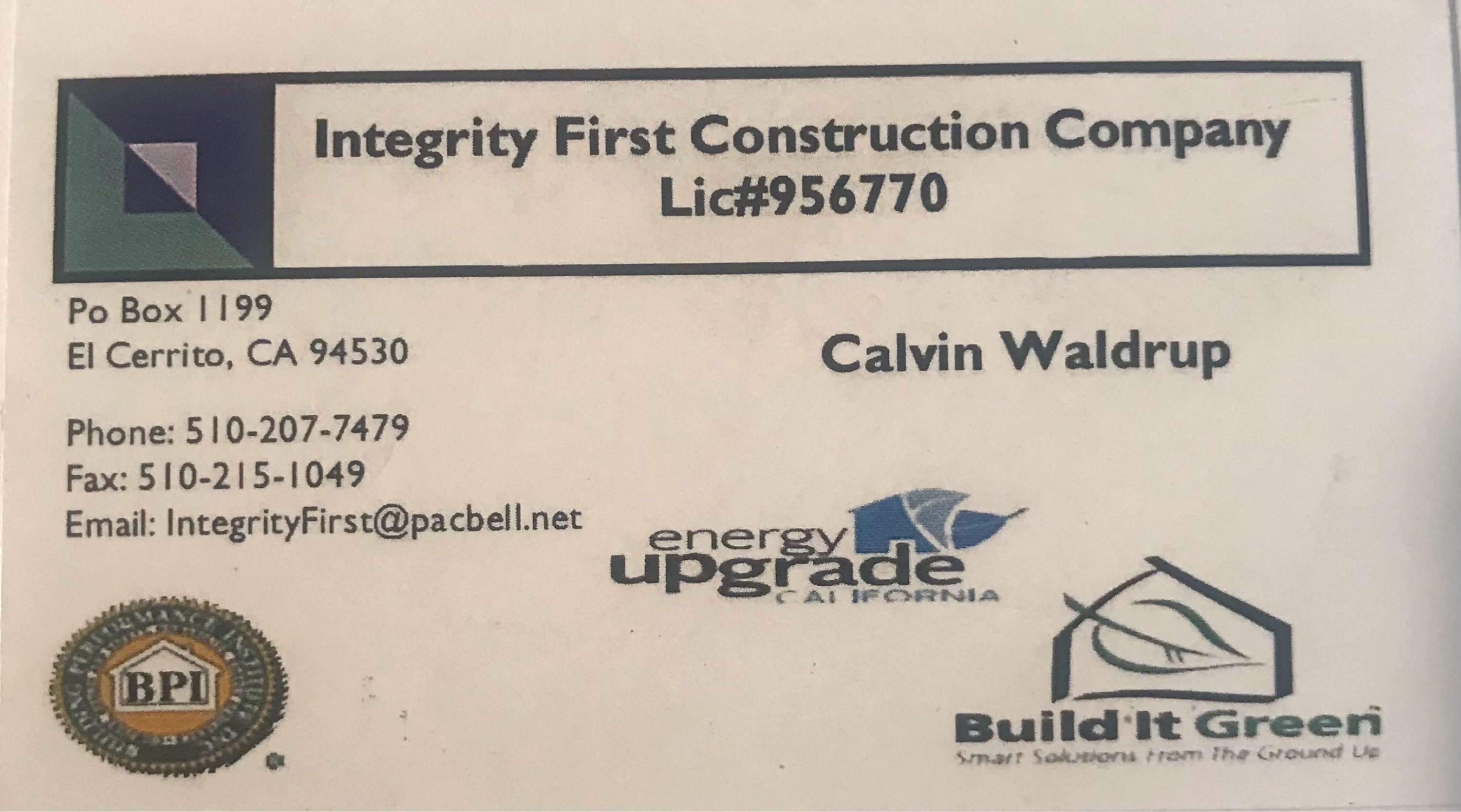 Integrity First Construction Logo