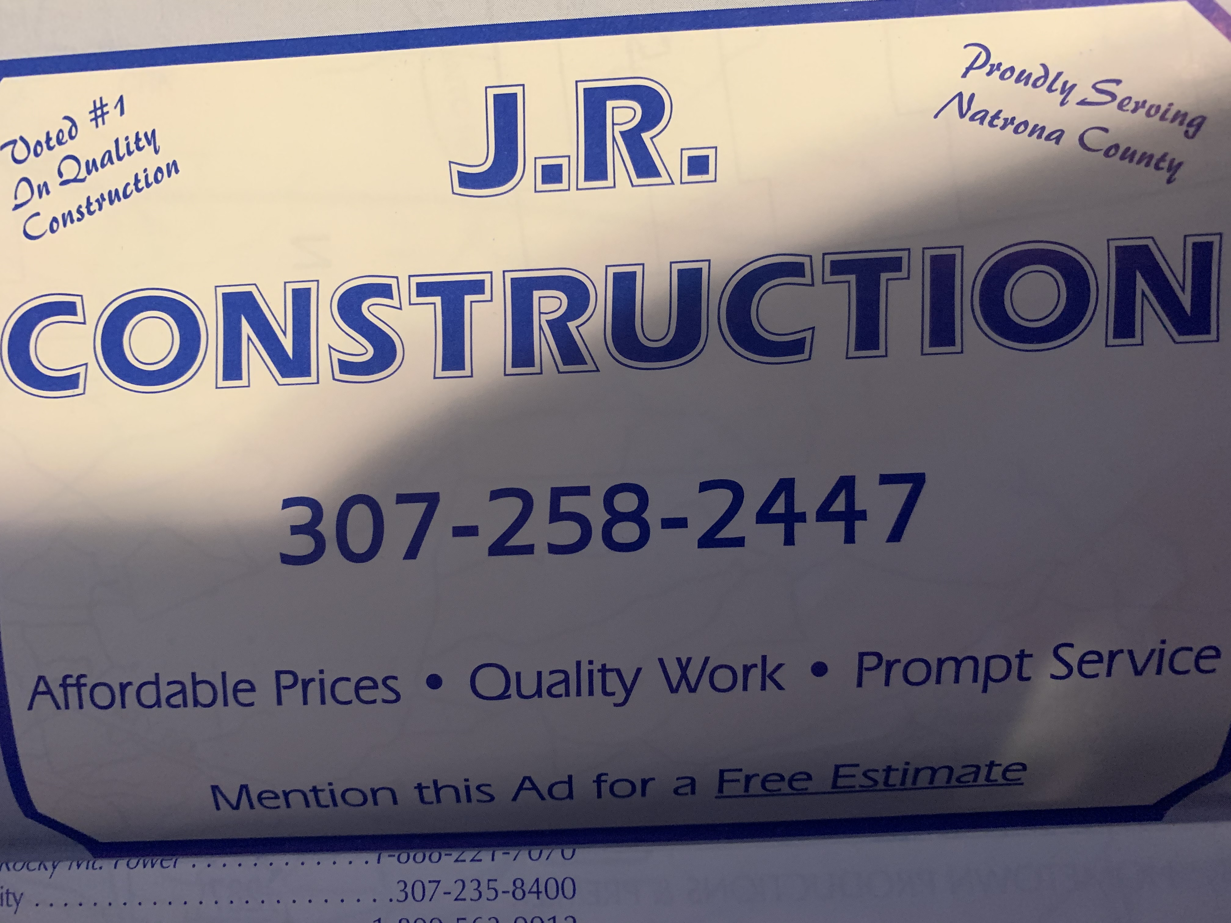JR Construction Logo