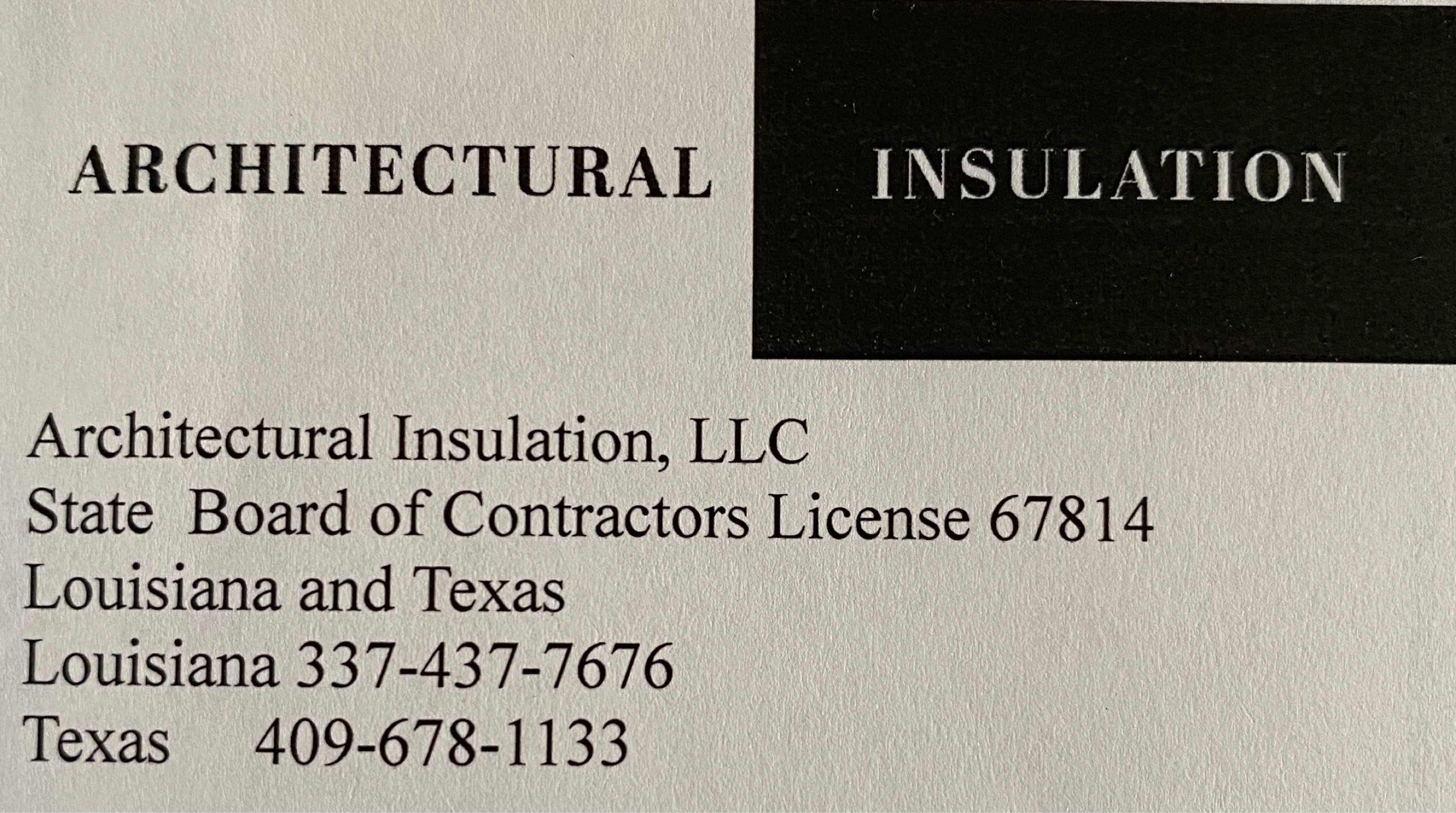 Architectural Insulation, LLC Logo