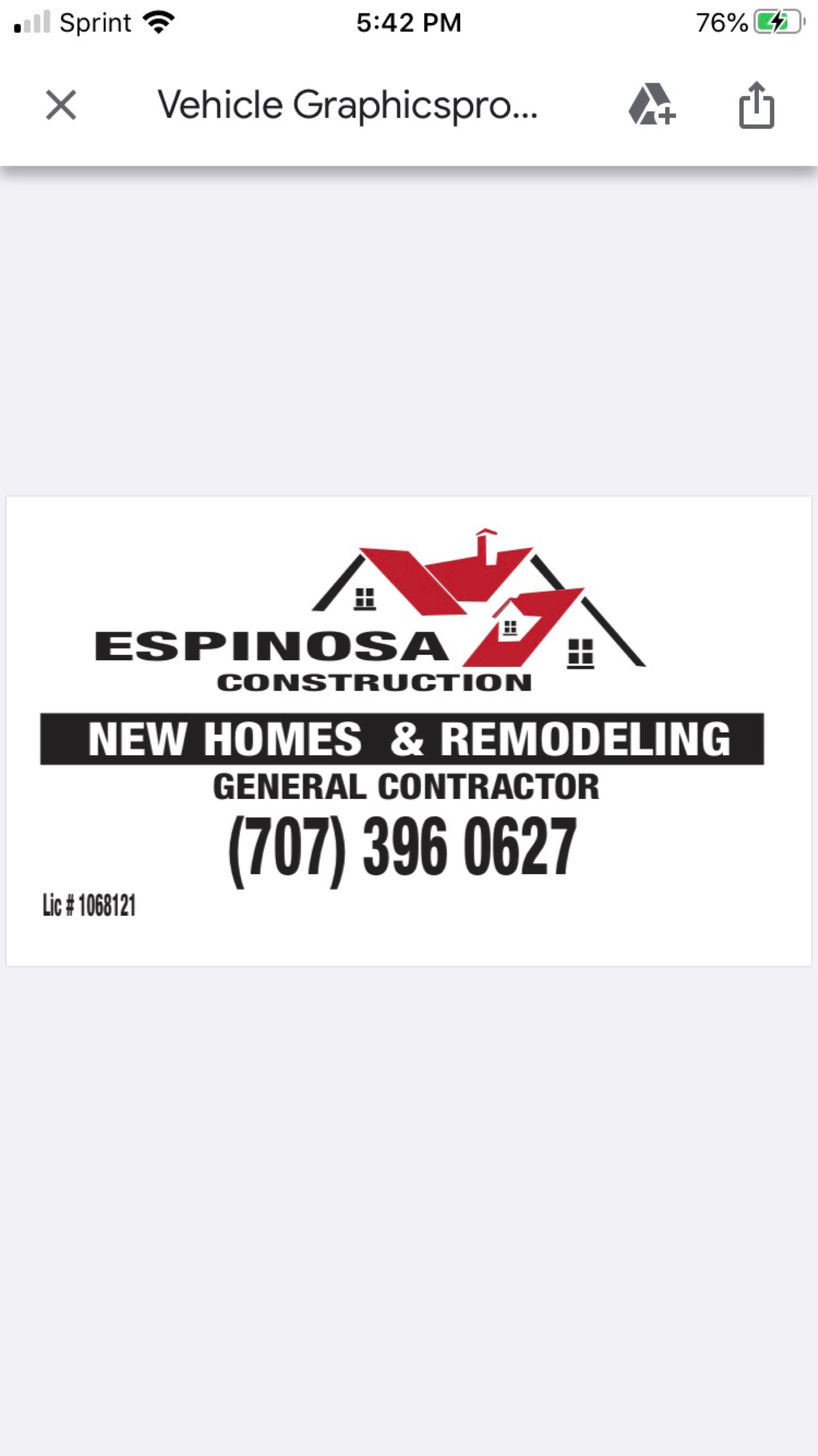 Espinosa Construction Building Contractor Logo