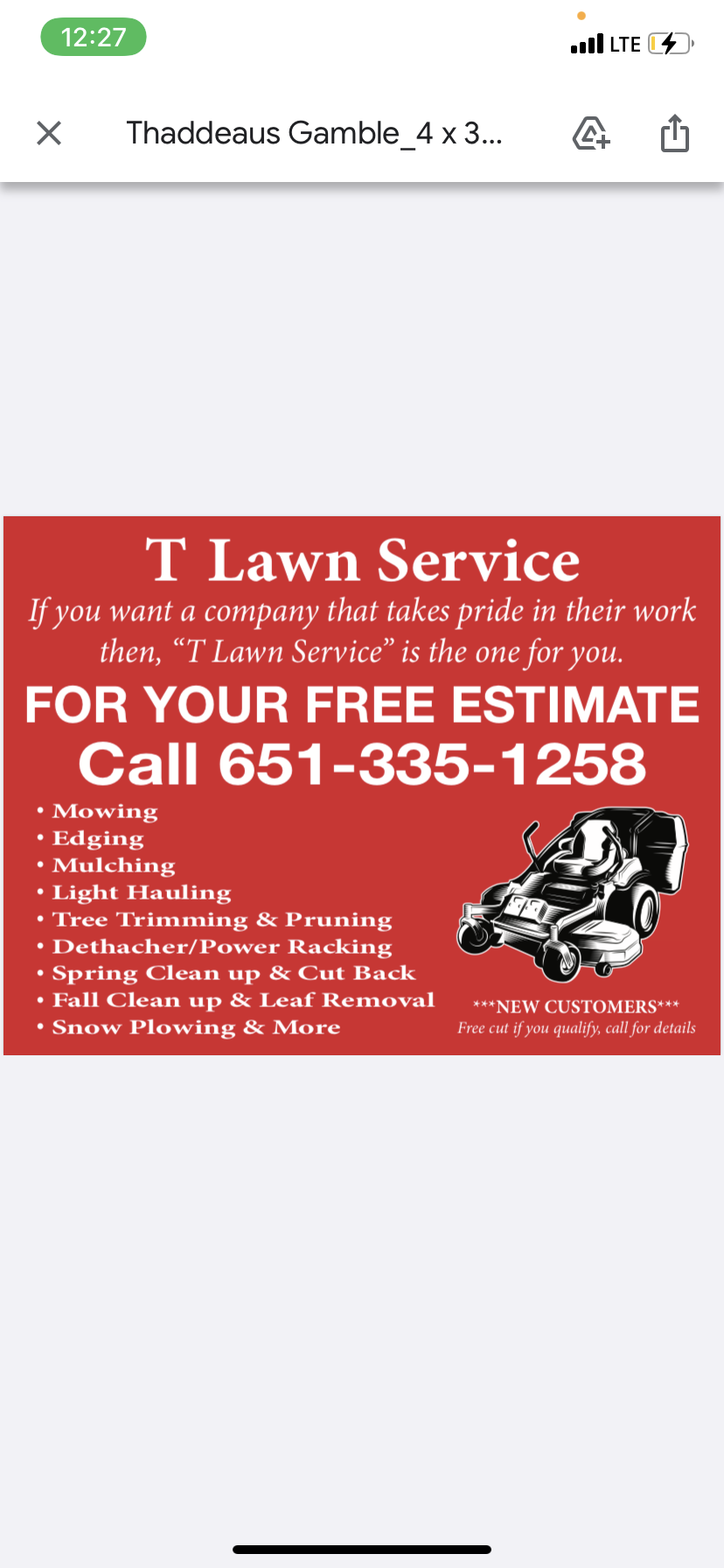 T's Lawn Service Logo