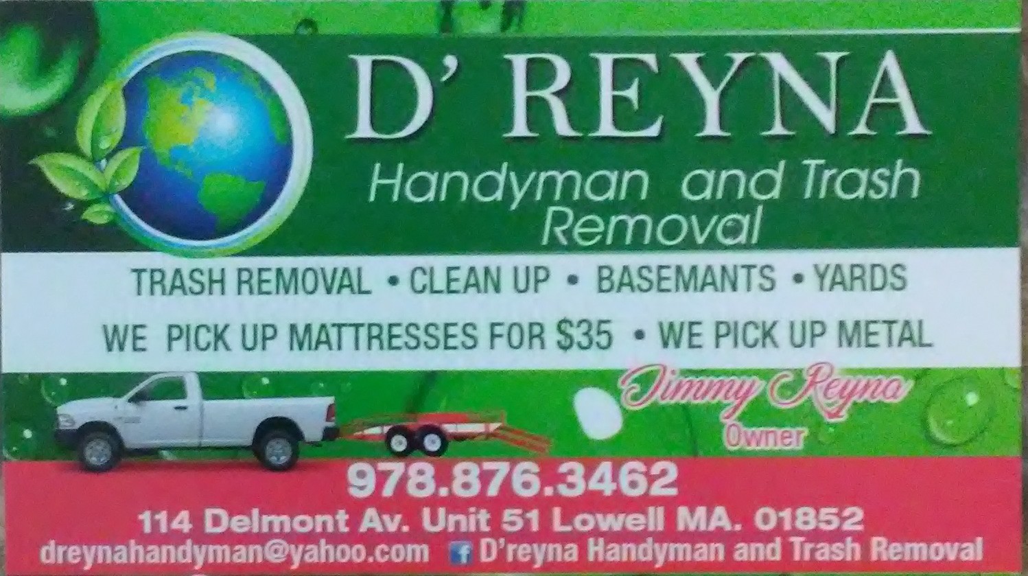 D'Reyna Handyman And Trash Removal Logo