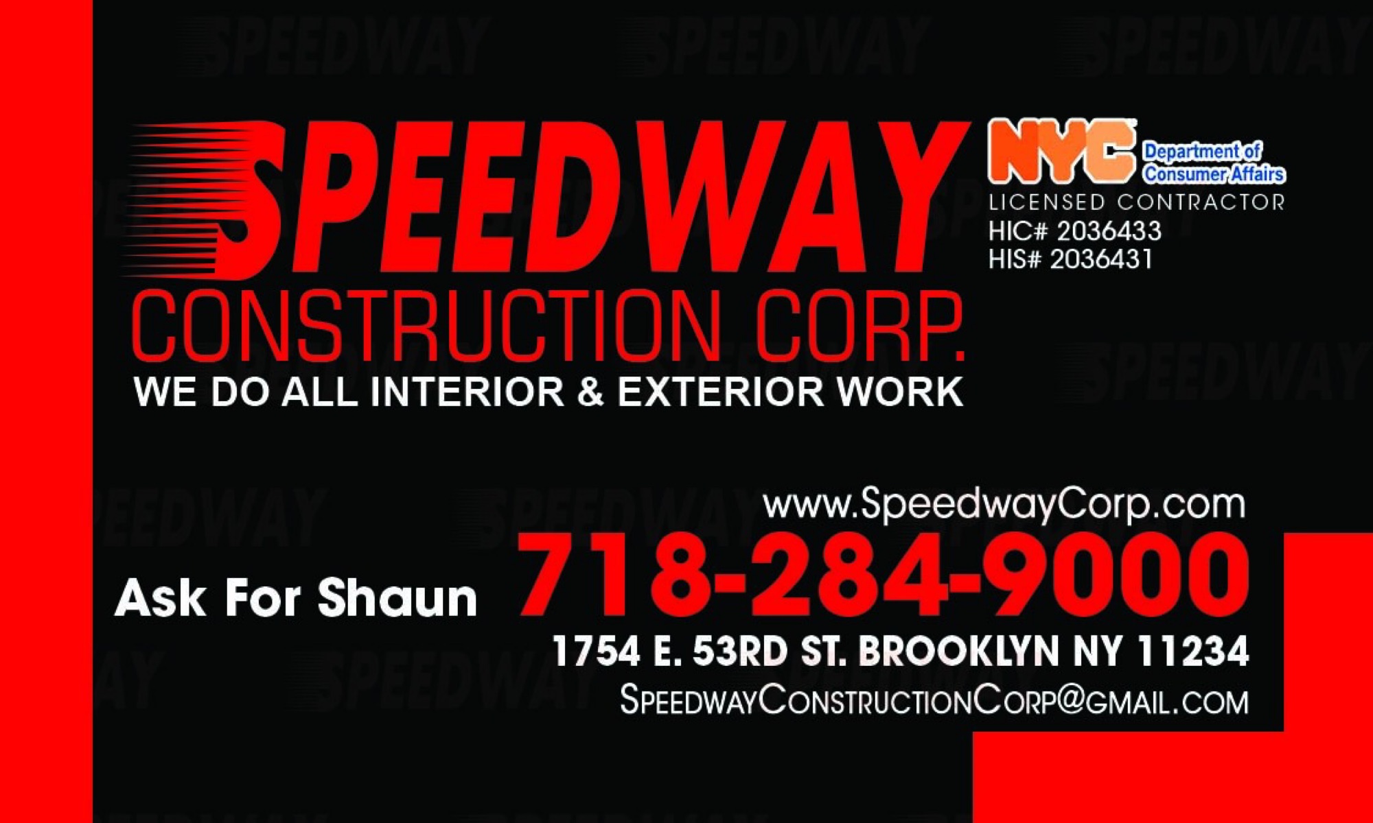 Speedway Construction Corp Logo