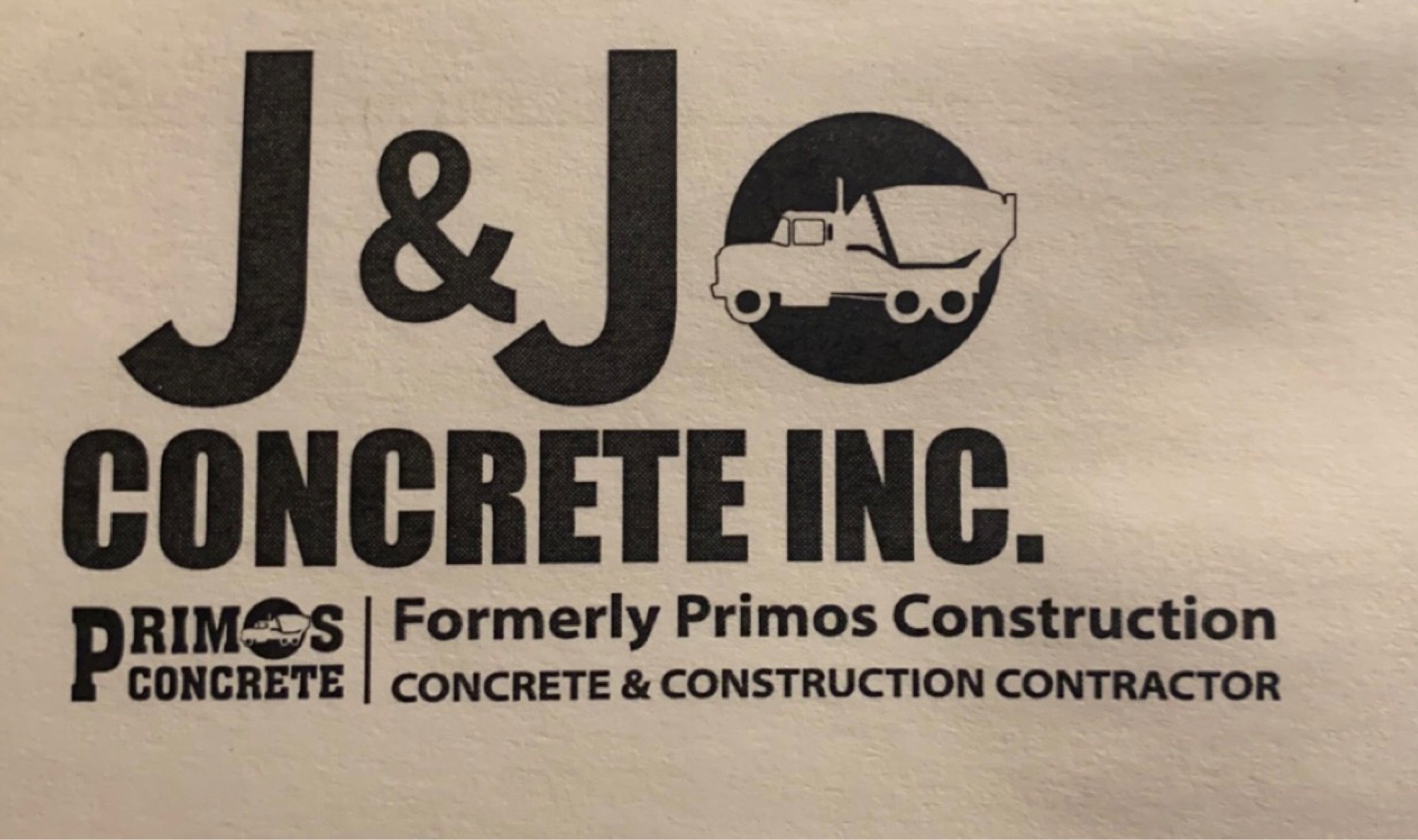 J&J Concrete, Inc. (formerly known as Primo's Concrete) Logo