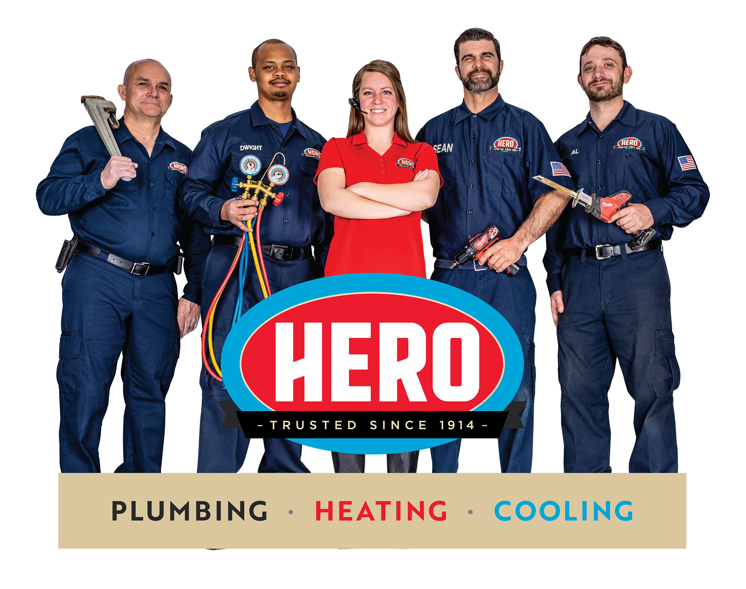 Hero Plumbing Heating and Cooling Logo