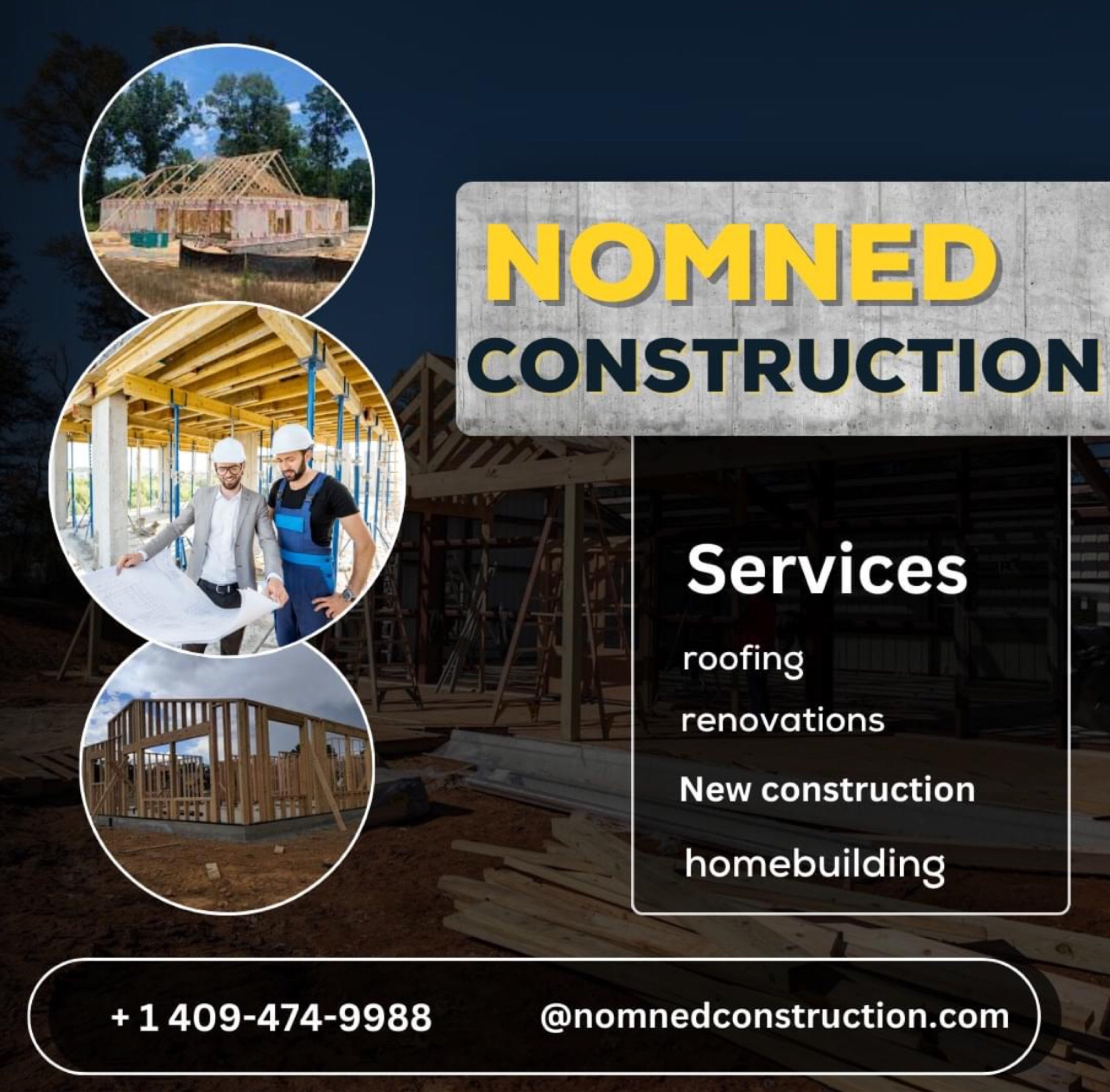 Nomned Construction Residential & Commercial Logo