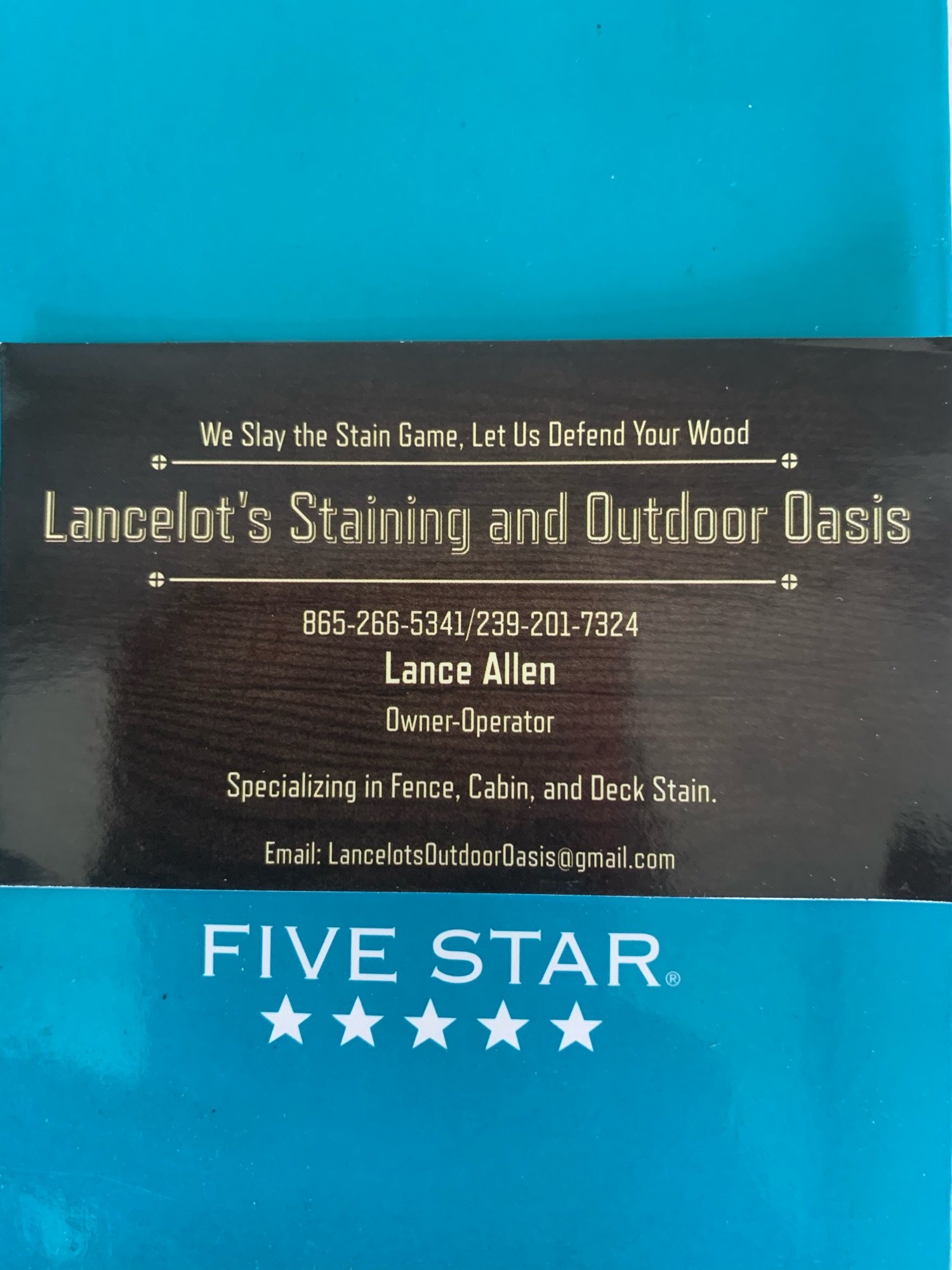 Lancelot's Staining & Outdoor Oasis Logo