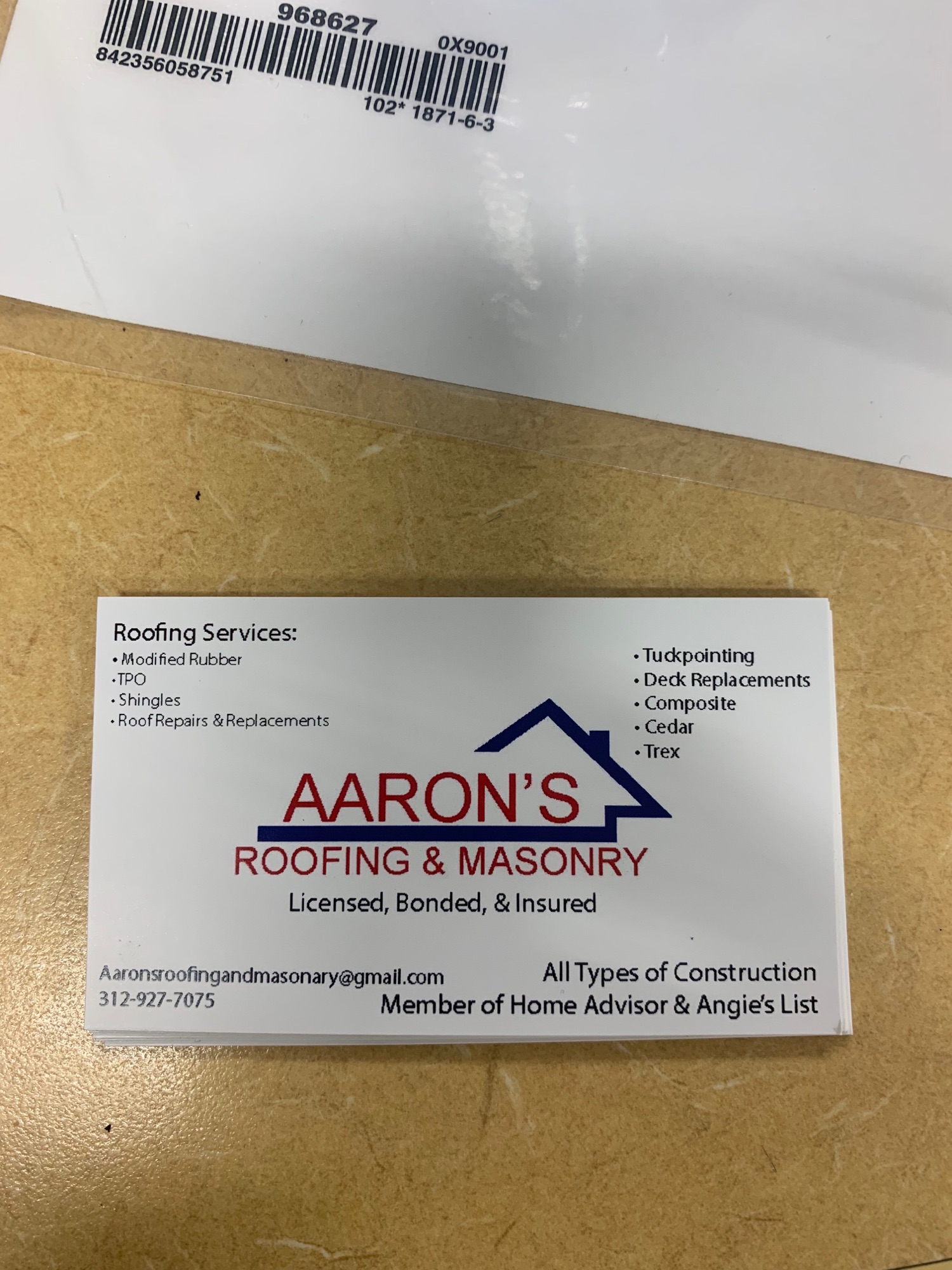 Aaron Roofing & Masonry Co. Logo