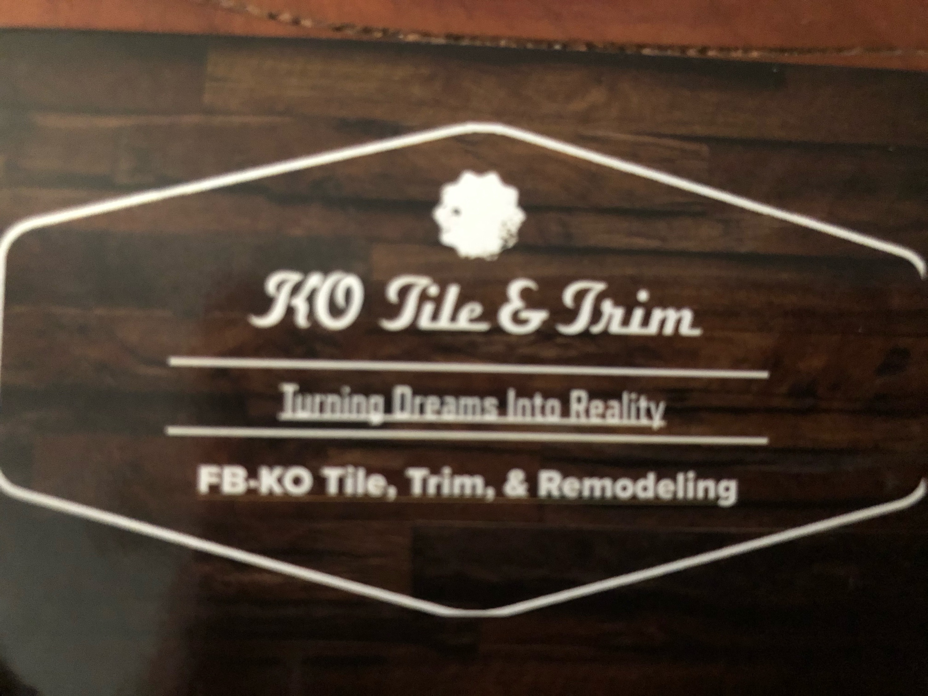 KO Tile, Trim and Remodeling Logo