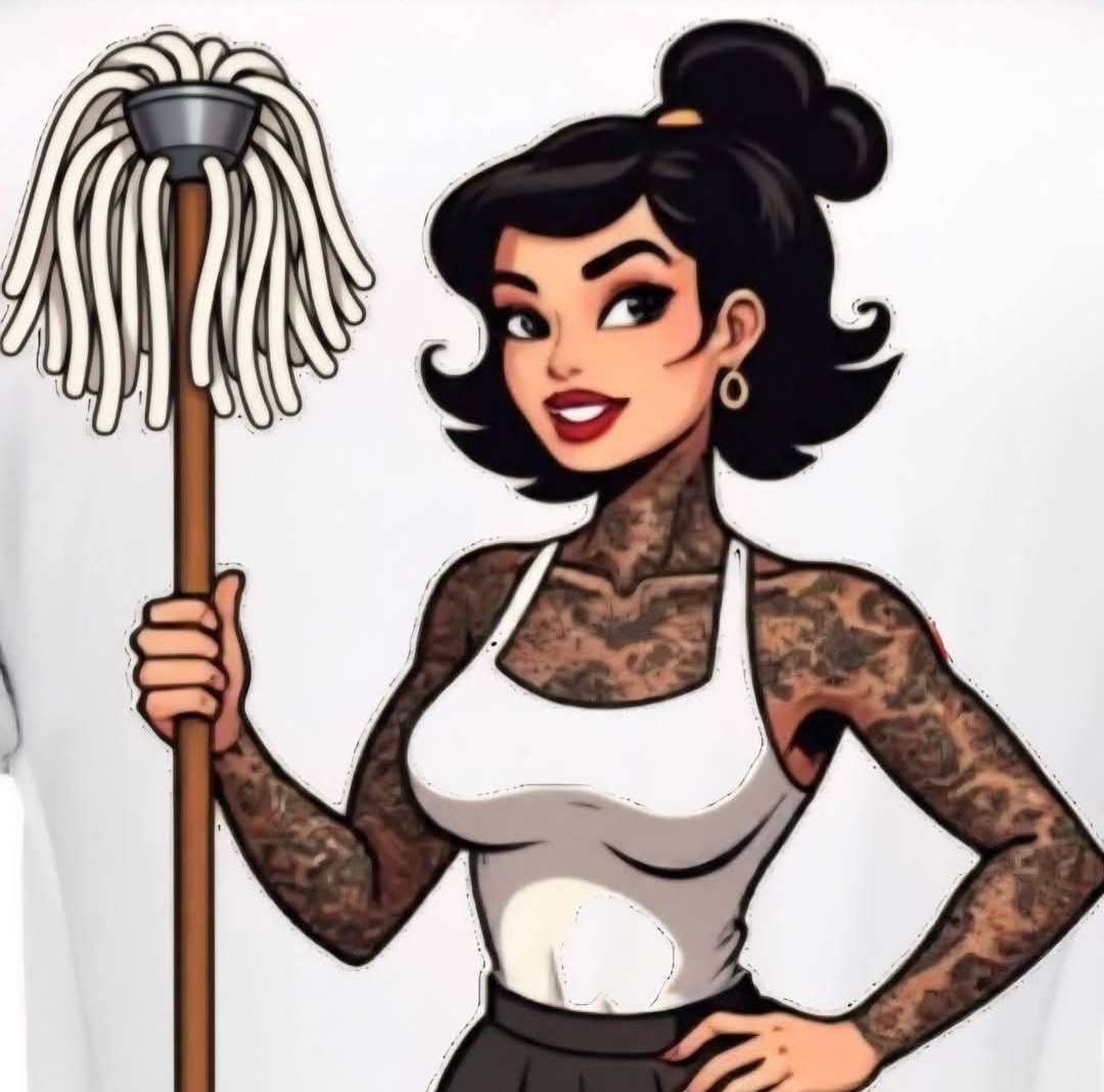 Tatted Mom With A Mop Cleaning Co Logo