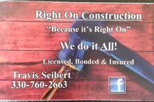 Logo for Right on Construction Limited, LLC