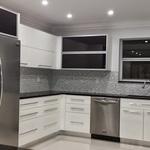 Transitional Kitchen in Hialeah - white thermofoil slab ...