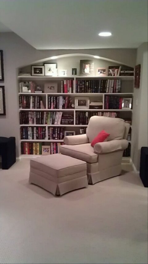Casual / Comfortable Library with arched book case