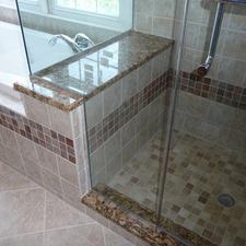 Transitional Bathroom with frameless shower enclosure