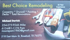 Logo for Best Choice Remodeling