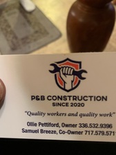 P& B Construction llc logo
