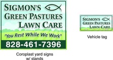 Logo for Sigmon's Green Pastures Lawn Care