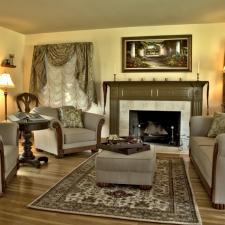 Traditional Living Room with wood trim furniture