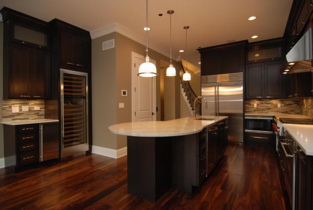 Transitional Kitchen in Park Ridge white granite counter 