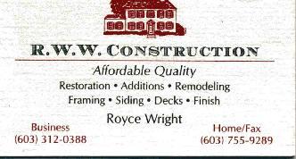 R W W Construction logo