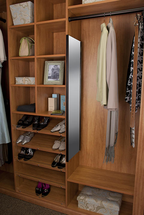 Traditional Closet with storage shelves