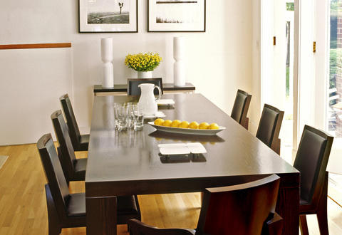 Modern Dining Room with dark wood dining table